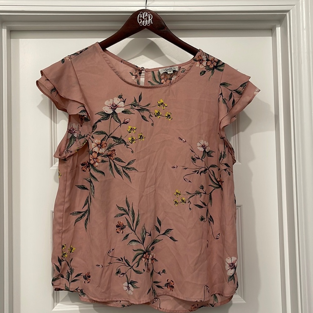 Pink floral dress blouse